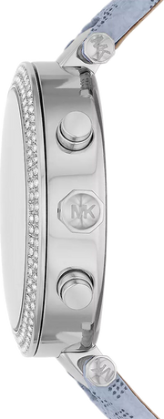 Michael Kors Parker Silver Dial Blue Leather Strap Watch For Women - MK6936