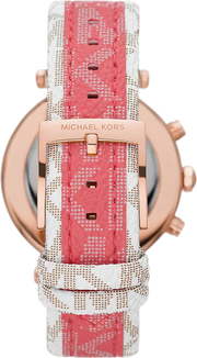 Michael Kors Parker Chronograph White Dial Two Tone Leather Strap Watch For Women - MK6951