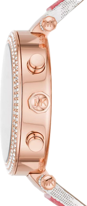 Michael Kors Parker Chronograph White Dial Two Tone Leather Strap Watch For Women - MK6951
