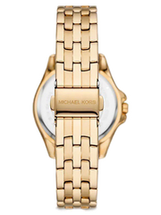 Michael Kors Mini Pilot Quartz Gold Dial Gold Steel Strap Watch For Women - MK7366