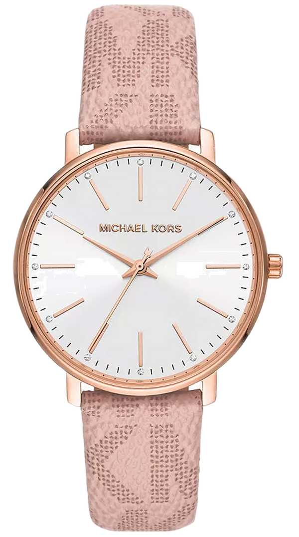 Michael Kors Pyper Quartz White Dial Pink Leather Strap Watch For Women - MK2859