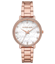 Michael Kors Pyper Three-Hand White Dial Rose Gold Steel Strap Watch For Women - MK4594