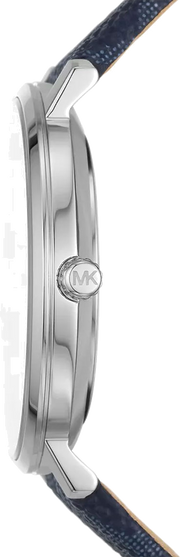 Michael Kors Pyper Quartz Silver Dial Blue Leather Strap Watch For Women - MK7244