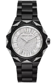 Michael Kors Raquel Three Hand Silver Dial Black Steel Strap Watch For Women - MK4692