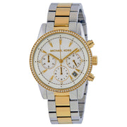 Michael Kors Ritz White Dial Two Tone Steel Strap Watch for Women - MK6474