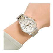 Michael Kors Ritz Chronograph White Dial Two Tone Steel Strap Watch for Women - MK5057