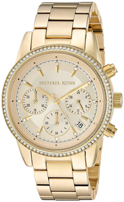Michael Kors Ritz Gold Dial Gold Steel Strap Watch for Women - MK6356