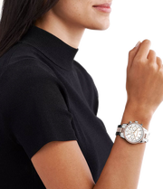 Michael Kors Ritz Chronograph White Dial Two Tone Steel Strap Watch For Women - MK6651