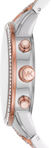 Michael Kors Ritz Chronograph Silver Dial Two Tone Steel Strap Watch For Women - MK6938