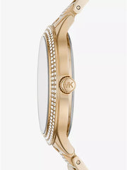 Michael Kors Slim Runway Crystals Gold Dial Gold Steel Strap Watch for Women - MK3632