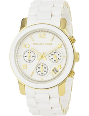 Michael Kors Runway Chronograph White Dial White Steel Strap Watch for Women - MK5145