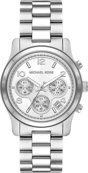 Michael Kors Runway Chronograph Silver Dial Silver Steel Strap Watch For Women - MK7325