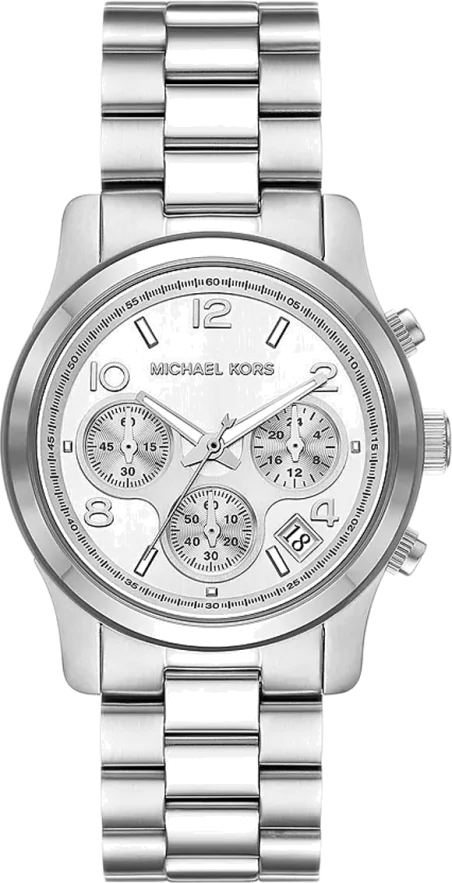 Michael Kors Runway Chronograph Silver Dial Silver Steel Strap Watch For Women - MK7325