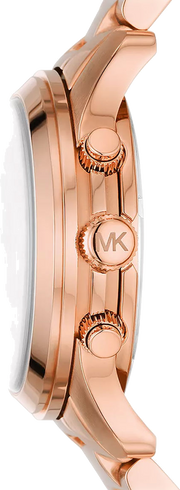 Michael Kors Runway Chronograph Pink Dial Rose Gold Steel Strap Watch For Women - MK7352