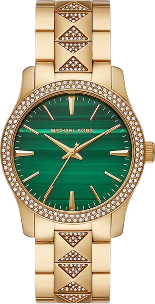 Michael Kors Runway Three Hand Green Dial Gold Steel Strap  display picture 1