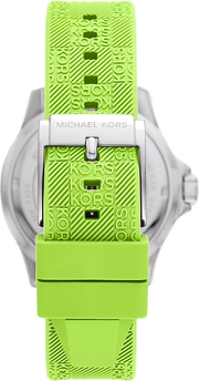 Michael Kors Everest Three Hand Crystals Silver Dial Green Silicone Strap Watch For Women - MK7360