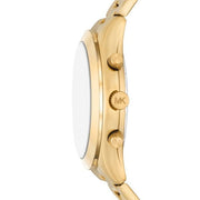 Michael Kors Slim Runway Chronograph Black Dial Gold Steel Strap Watch For Men - MK1076