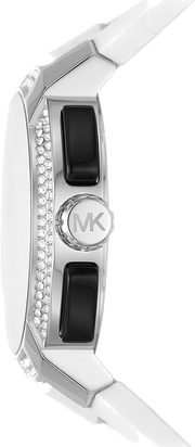 Michael Kors Sidney Multifunction Black Dial White Silicone Strap Watch For Women - MK6947