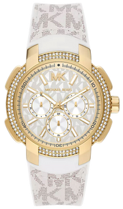 Michael Kors Sydney Quartz White Dial White Leather Strap Watch For Women - MK7221