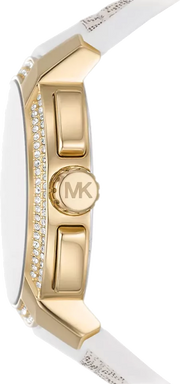 Michael Kors Sydney Quartz White Dial White Leather Strap Watch For Women - MK7221