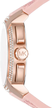 Michael Kors Sidney Multifunction White Dial Pink Silicone Strap Watch For Women - MK7222