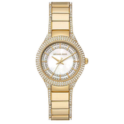 Michael Kors Sylvia Mother Of Pearl Dial Gold Steel Strap Watch For Women - MK4655