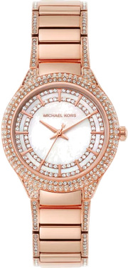 Michael Kors Sylvia Mother Of Pearl Dial Rose Gold Steel Strap Watch for Women - MK4656
