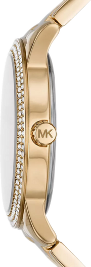 Michael Kors Tibby Chronograph Gold Dial Gold Steel Strap Watch For Women - MK6927