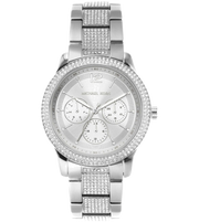 Michael Kors Tibby Chronograph Silver Dial Silver Steel Strap Watch For Women - MK7294