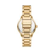 Michael Kors Sage Three-Hand Mother of Pearl White Dial Gold Steel Strap Watch for Women - MK4805