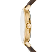 Michael Kors Addyson Three-Hand Silver Dial Brown Leather Strap Watch for Women - MK2945