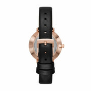 Michael Kors Pyper Three Hand White Dial Black Leather Strap Watch For Women - MK2835