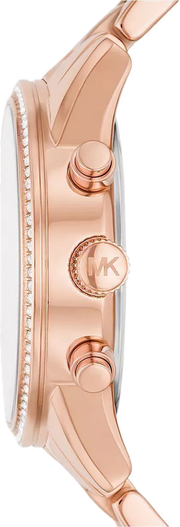 Michael Kors Ritz Chronograph Rose Gold Dial Rose Gold Steel Strap Watch For Women - MK7302