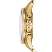 Michael Kors Whitney Chronograph Black Dial Gold Steel Strap Watch for Women - MK7224