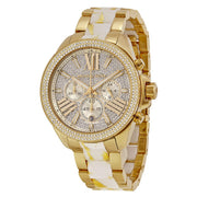 Michael Kors Wren Chronograph Diamonds Gold Dial Two Tone Steel Strap Watch for Women - MK6157