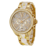 Michael Kors Wren Chronograph Diamonds Gold Dial Two Tone Steel Strap Watch for Women - MK6157