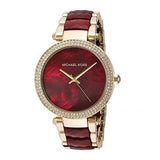 Michael Kors Parker Mother of Pearl Red Dial Two Tone Steel Strap Watch for Women - MK6427