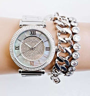Michael Kors Caitlin Crystal Dial Silver Steel Strap Watch for Women - MK3331