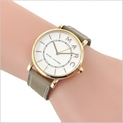 Marc Jacobs Roxy White Dial Cement Brown Leather Strap Watch for Women - MJ1533