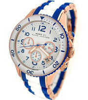 Marc Jacobs Rock Chronograph White Dial Two Tone Silicone Strap Watch for Women - MBM2594