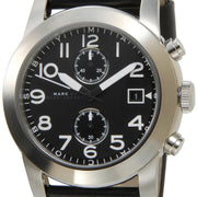 Marc Jacobs Larry Chronograph Black Dial Black Leather Strap Watch for Men - MBM5033