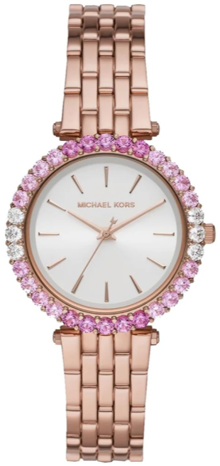 Michael Kors Darci Pave Silver Dial Rose Gold Steel Strap Watch For Women - MK4517