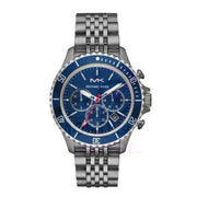 Michael Kors Bayville Chronograph Blue Dial Grey Steel Strap Watch For Men - MK8727