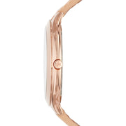 Michael Kors Runway Slim Quartz White Dial Beige Leather Strap Watch For Women - MK2284