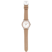 Michael Kors Layton Mother of Pearl White Dial Brown Leather Strap Watch For Women - MK2910
