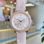 Michael Kors Tibby Multifunction Rose Gold Dial Pink Leather Strap Watch For Women - MK2955