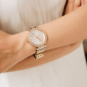 Michael Kors Darci Silver Dial Two Tone Stainless Steel Strap Watch for Women - MK3203