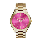 Michael Kors Slim Runway Pink Dial Rose Gold Steel Strap Watch for Women - MK3264