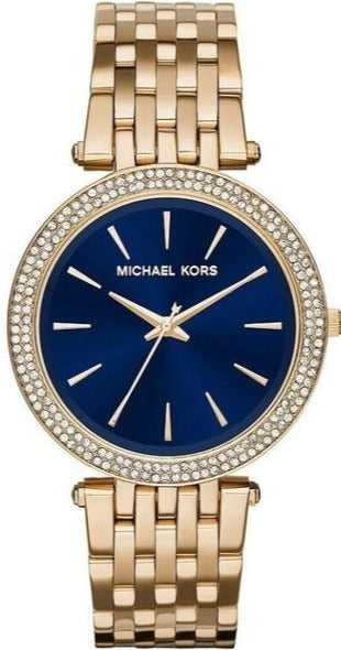 Michael Kors Darci Blue Dial Gold Steel Strap Watch for Women display picture 3