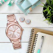 Michael Kors Hartman Rose Gold Dial Rose Gold Steel Strap Watch For Women - MK3491